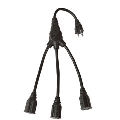 3 Outlet Indoor Power Cord Splitter 18" Length