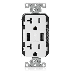 Decora USB Charger 20A Receptacle Type-A-White