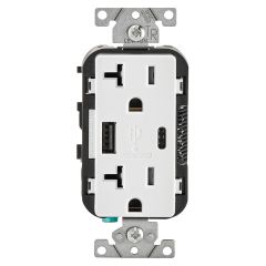 Decora USB 20A Receptacle Type-A/Type-C-White
