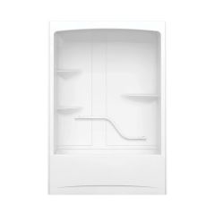 Camelia 3 Piece Left Drain Left Hand Curved Grab Bar-White