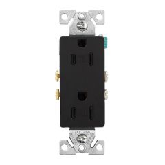 15 A Black Tamper Resistant Decorator Duplex Receptacle