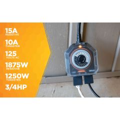 Outdoor 24-Hour Heavy Duty Mechanical Timer, 3/4HP, 2 Ground