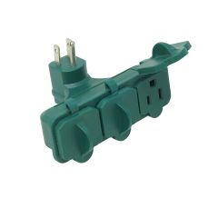125V 3-Grounded Outlet Green Wall Adapter With Outlet Covers