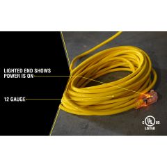Yellow Jacket 12/3 - 50' Extension Cord, Single Outlet