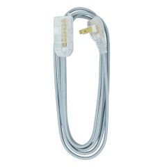 8’ Fabric Cord With 3 Outlets (Grey)