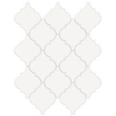 Soho Canvas White Beveled Arabesque Porcelain Mosaic 9.69