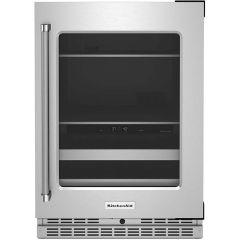 24" Beverage Center with Glass Door and Metal-Front Racks
