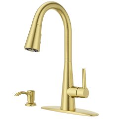 Barulli 1 Handle Pull Down Kitchen Faucet- Brushed Gold