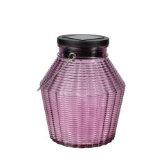 Solar Round Ribbed Glass Jar With Stainless Steel Handle