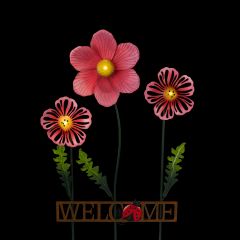Solar 3 Flower "Welcome" Stick Light