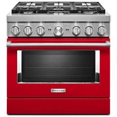 36" Dual Fuel Range with Even-Heat™ True Convection Red