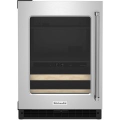 24" Beverage Center With Glass Door And Wood-Front Racks