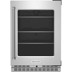 24" Undercounter Refrigerator Glass Door & Shelves Stainless