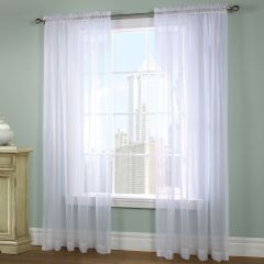 Voile Rod Pocket Curtain Panel Window Dressing 37 x 84 White