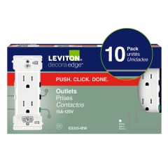 Decora Edge White Receptacle 15 Amp- 10/Pack