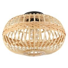 Amsfield Ceiling Light 1L, Black Finish With Wood Shade