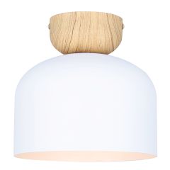 CALEB Matte White + Faux Wood Ceiling Light