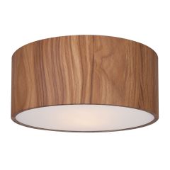 DEXTER Matte Black And Faux Wood Flushmount Light