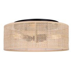 BELLAMY Natural Rattan/Matte Black Flushmount Light