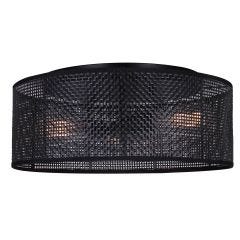 BELLAMY Matte Black Rattan Flushmount Light