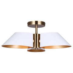 DAXTON Matte White + Gold Semi Flushmount Light
