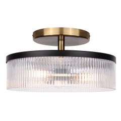 JENNER Matte Black + Gold Semi Flushmount Light