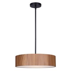 DEXTER Matte Black + Faux Wood Ceiling Light