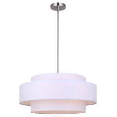 LANDRA White Fabric/Brushed Nickel Chandelier
