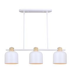 Caleb Matte White + Faux Wood Pendant