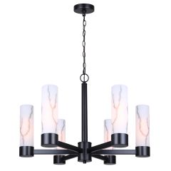 KRISTELLA Marble Glass/Matte Black Chandelier