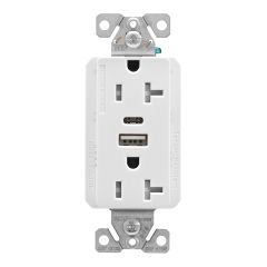 USB Type AC Duplex Receptacle 20A White