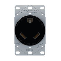 30A Flush Mount Power Receptacle, 2-Pole, 3-Wire, 125V