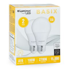 Luminus LED 15W A19 2700K- 2/Pack