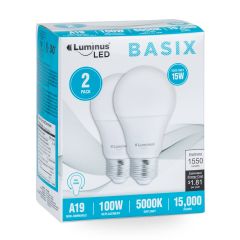 Luminus LED 15W A19 5000K- 2/Pack