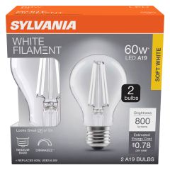 A19 Clear Dimmable White Filament LED Bulb Soft White