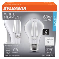 A19 Clear Dimmable White Filament LED Bulb Daylight