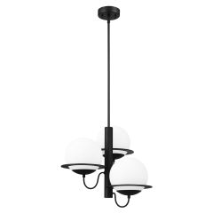 Sabalete Pendant Light 3L Black Finish With White Glass