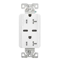 White 5.0A USB Type C Duplex Recep 20A 125V