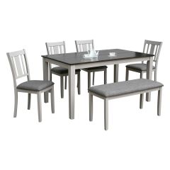 6 Piece Top Dining Table With 4 Seats And Bench- Cream/Brown