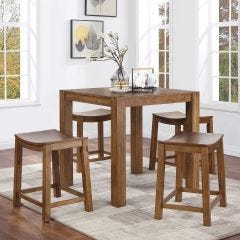 Brown Bar Height Table With 4 Barstools