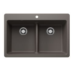 Liven Silgranit 33" Double Bowl Kitchen Sink- Volcano Gray