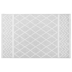 5’x7’ Silver Grey Diamond Indoor Outdoor Rug