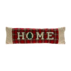24" x 8" Home Red Plaid Pillow