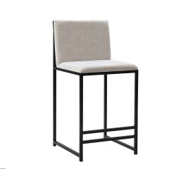 Tabouret de comptoir beige cadre noir - 2/paquet