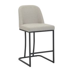 Tabouret gris cadre métal noir 2-pack