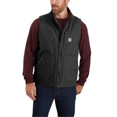 Loose Fit Sherpa-Lined Mock-Neck Vest-Black Medium
