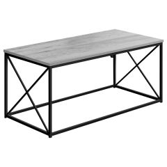 40"L Gray Coffee Table with Black Metal Legs