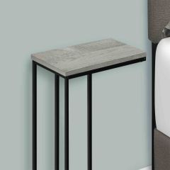 25"H Gray Accent Table with Black Metal Legs