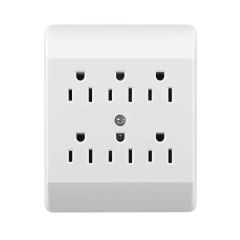 6-Outlet Grounding Adapter-White