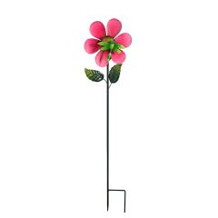 Solar Flower with Dragonfly Spiner Stake 36"